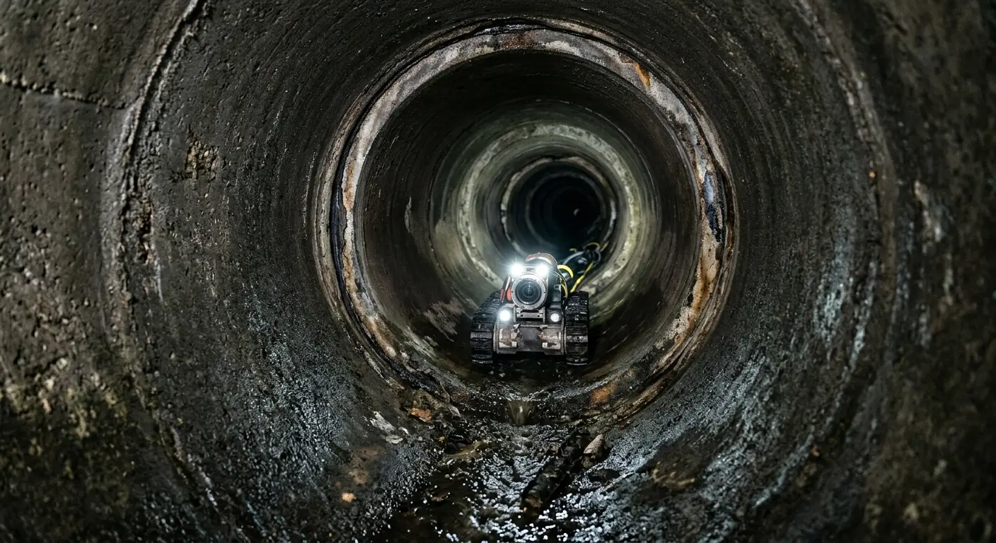 Robotic sewer camera inspecting pipe interior for Drain Snake Service in Lincoln Village
